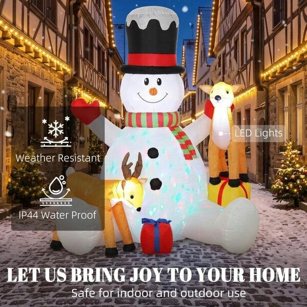 Bobobiy 7ft Giant Christmas Inflatable Snowman with 2 Reindeer, Outdoor Blow Up Christmas Decoration with LEDs, Bag