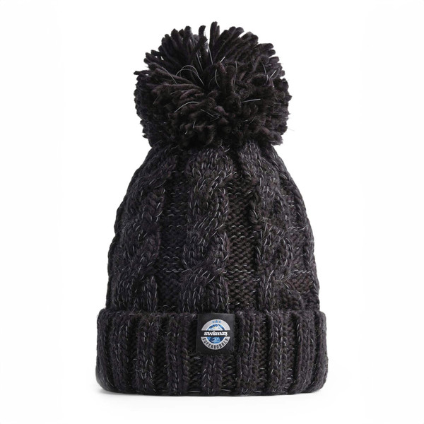 SuperBobble Swimzi Cable Knit Hat - Jet Black