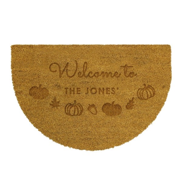 Personalised Memento Company Personalised Pumpkin Half Moon Doormat