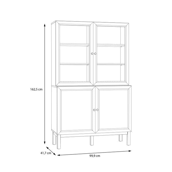 Wyld Haus Niva Light Grey and Natural Oak Effect Display Cabinet 4 Doors