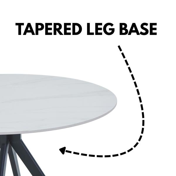 Core Products Aspen Round Dining Table, White Sintered Stone