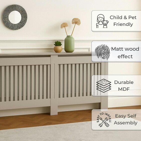 Neo Grey Decorative Wooden Radiator Cover Large