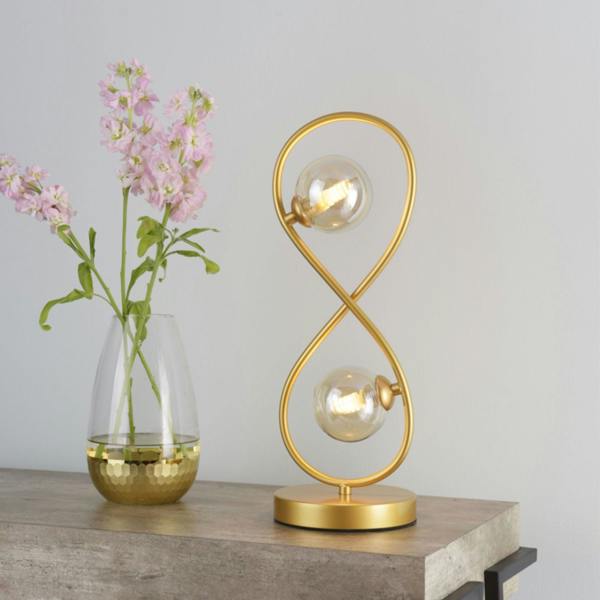 Pagazzi Lighting Lena 2 Light Satin Brass Table Lamp