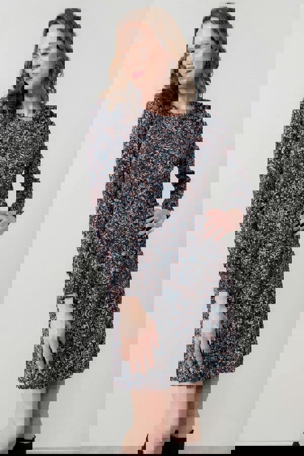 Lily & Me Spruce Floral Print Swing Dress Chocolate