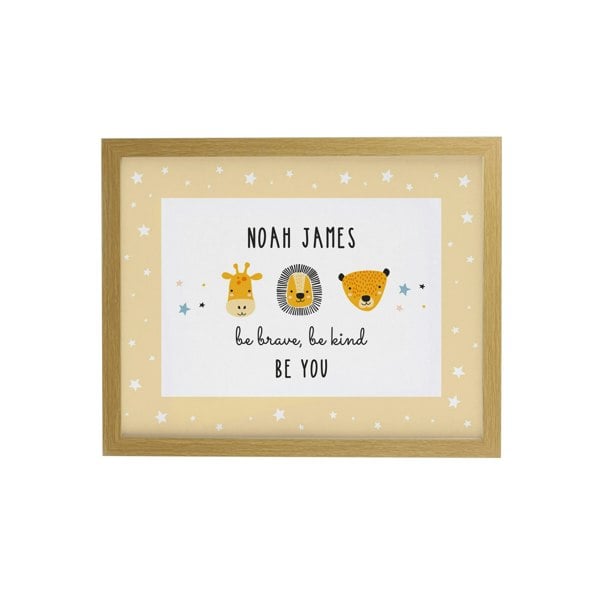 Personalised Memento Company Personalised Safari Animals Oak Poster Frame