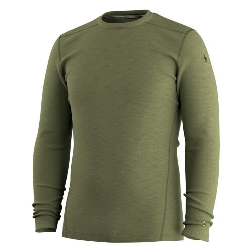 Smartwool Mens Classic Thermal Merino Base Layer Crew Long Sleeve Top Black - Winter Moss Heather