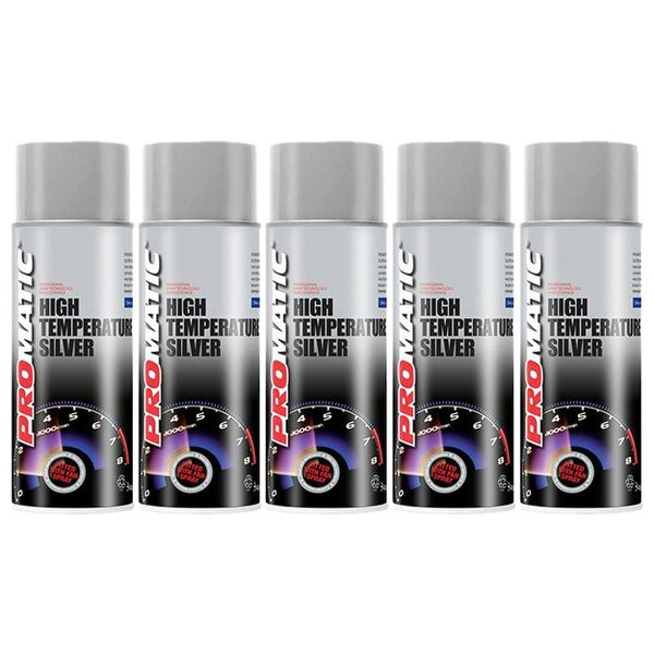 Promatic 5X Promatic Silver High Temperature Spray Paint 400ml