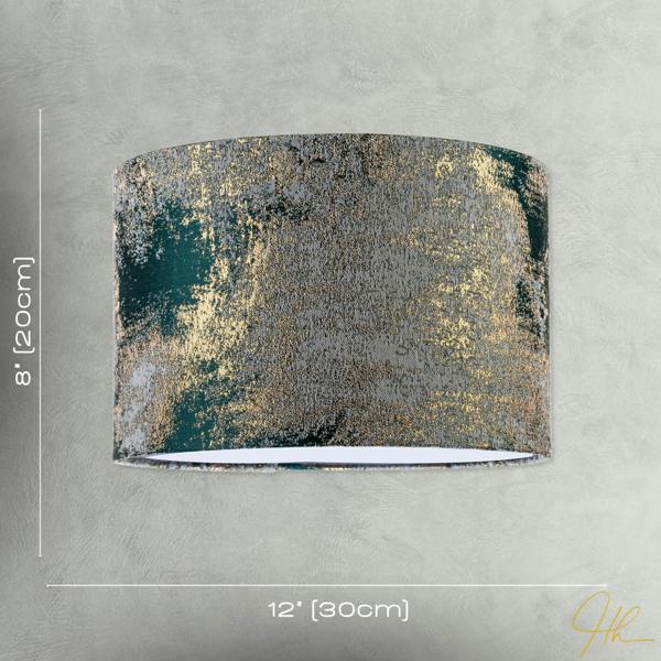 Forest Green Jacquard Fabric Lamp Shade with Metallic Gold Highlights Image 7