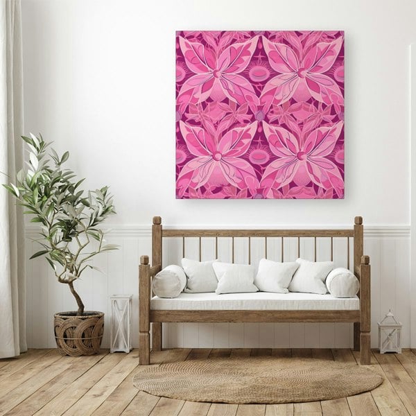 Warren Reed Pink Abstract Floral Design Canvas