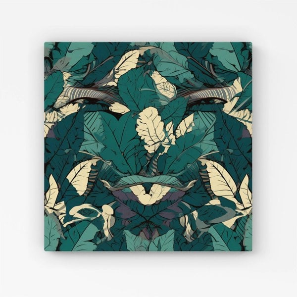 Warren Reed Green Beige Tropical Leaves Canvas