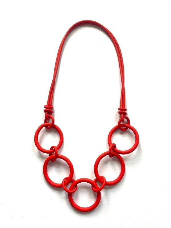One Of A Kind Club Red chunky rubber short necklace
