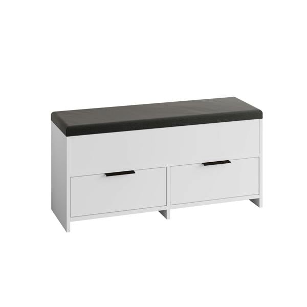 Decortie Modern Cove Shoe Storage with Fabric Bench 2-Tier Cabinet Hallway Entryway Storage 106x34x50cm