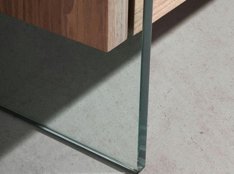 Angel Cerdá Chiffonier Walnut and Tempered Glass 7041