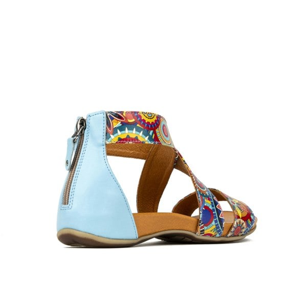 Embassy London Isabella - Blue Signature - Women's covered heel flat criss cross leather sandal