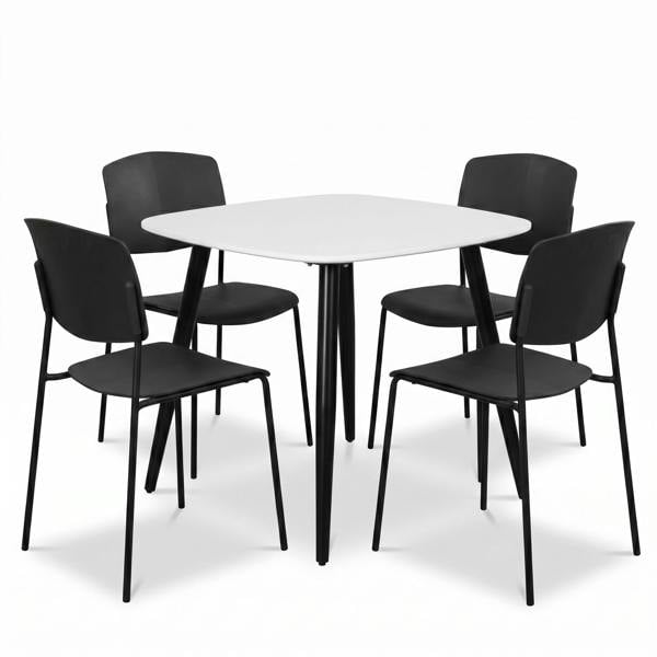 Core Products Aspen Dining Set - White Square Table & 4 Academy Dining Chairs