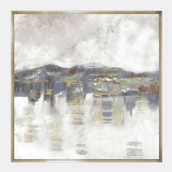 Carra by Quintessa Art – A contemporary luxury wall art piece inspired by the Alps, featuring delicate brushstrokes and gold leaf accents, perfect for high-end home decor and modern interior design.