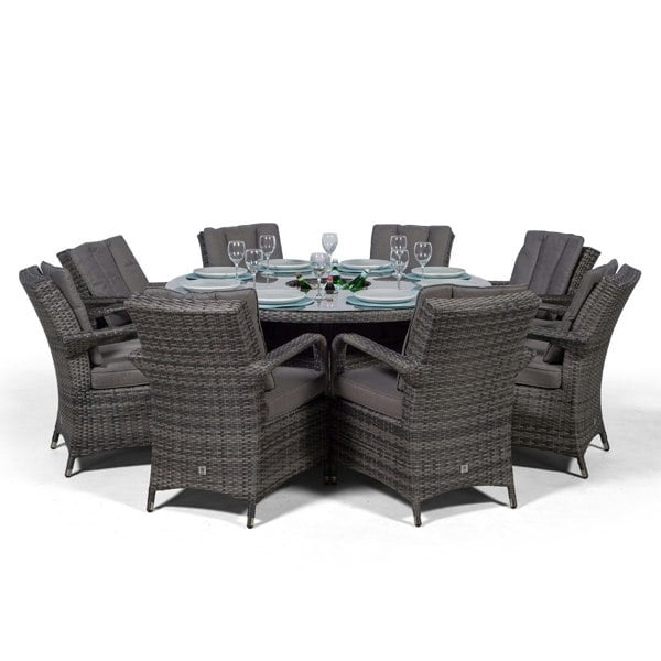 Giardino Arizona Round 8 Seater Rattan Patio Dining Set with Ice Bucket Drinks Cooler