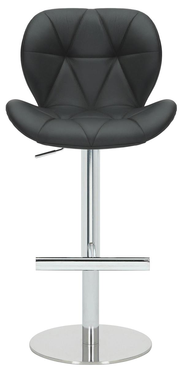 Lamboro Monza Signature Real Leather Bar Stool, Height Adjustable Swivel Kitchen Breakfast Bar Chair with Padded Backrest, Chrome Base & Footrest