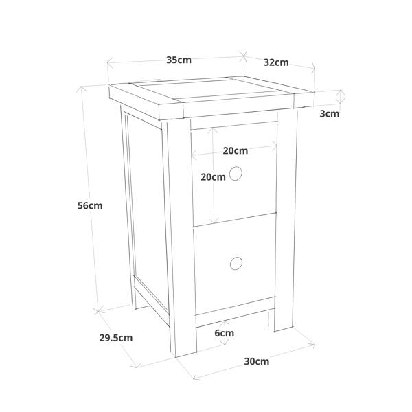 Cabinet Bits Argenta 2 Drawer Petite Bedside Table