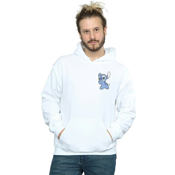 Disney Mens Lilo And Stitch Stitch Backside Breast Print Hoodie - White