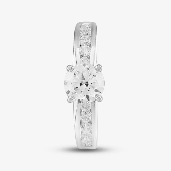 T. H. Baker Sterling Silver & Clear Crystal Four Claw Solitaire Ring DPR8208SIL