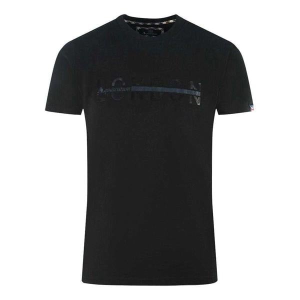 Aquascutum Mens London 1851 Split Logo T-Shirt - Black - 