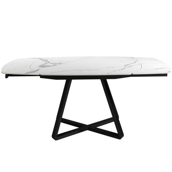 Angel Cerdá Oval Barrel porcelain marble and black steel extending dining table 1096