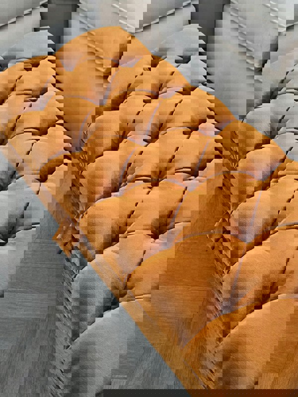 ISTOOLS Premium Burnt Orange Velvet Footstool Pouffe – Luxury UK Ottoman