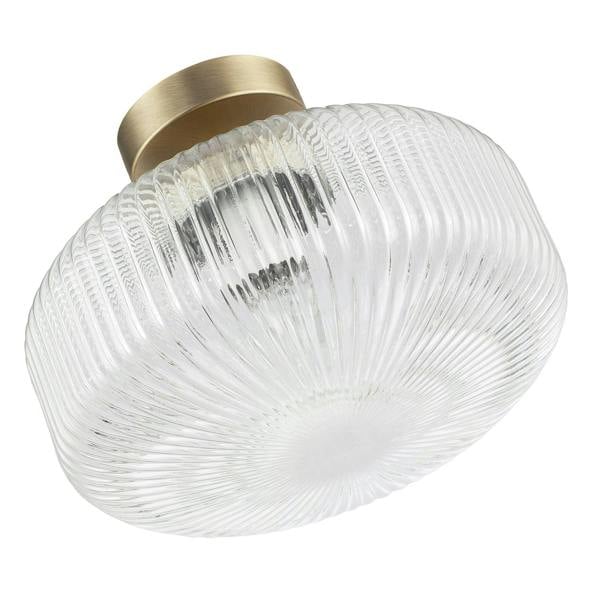 Modern Bathroom Ceiling Light with Clear Fluted Glass in Antique Brass Image 3