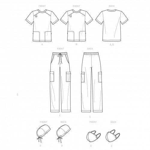 Simplicity Sewing Pattern 9387, Tops, Trousers, Headwear for Women, Men, A (XS-S-M-L-XL-XXL) - Intermediate