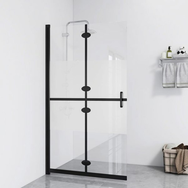 Berkfield Foldable Walk-in Shower Wall Half Frosted ESG Glass 110x190 cm