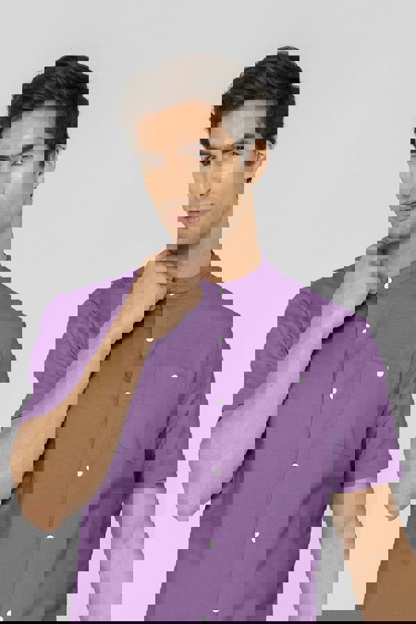 ENORSIA Mens Slim Fit Stand Up Collar Shirt