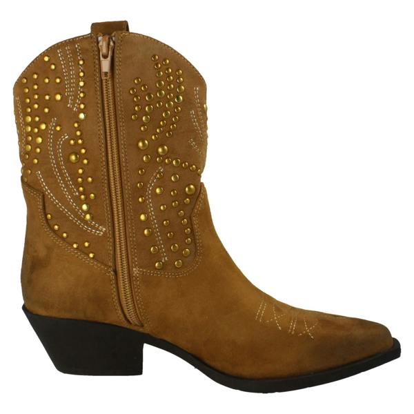 Spot On Ladies Spot On Stud Detailed Small Heel Zip Ankle Cowboy Boots F51257