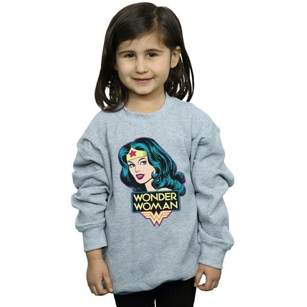 Wonder Woman Girls Head Cotton Sweatshirt - Sports Grey