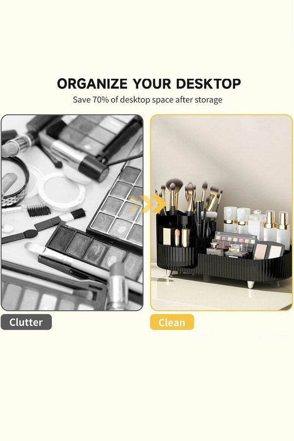 Living and Home Large Capacity Makeup Organizer with Rotating Brushes Holder