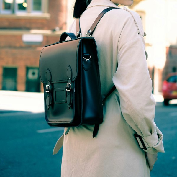 Zatchels Handmade Leather City Backpack - Navy Blue