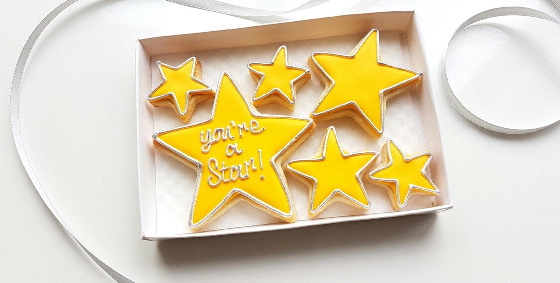 The Cookie Collaboration Hand-iced 'You're a Star!' Cookie LETTERBOX GIFT/Thank you/Well Done gift