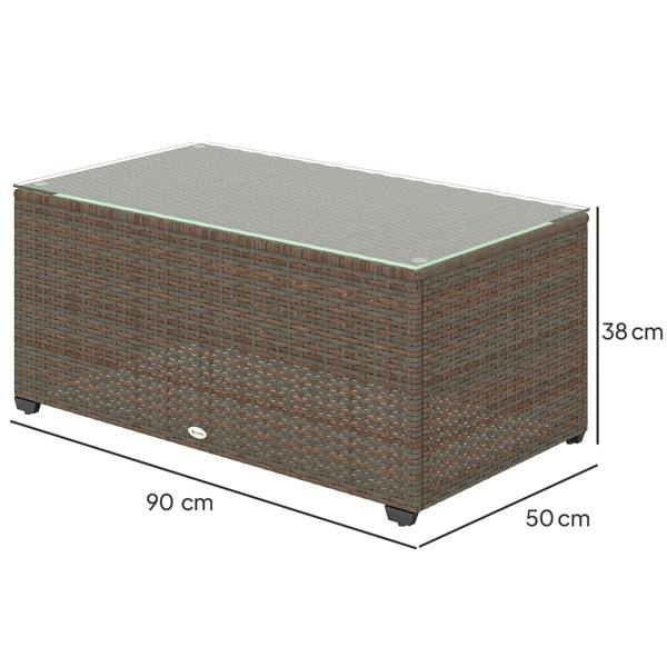 Wyld Haus Pata Rattan Brown Rattan Outdoor Coffee Table Glass Top