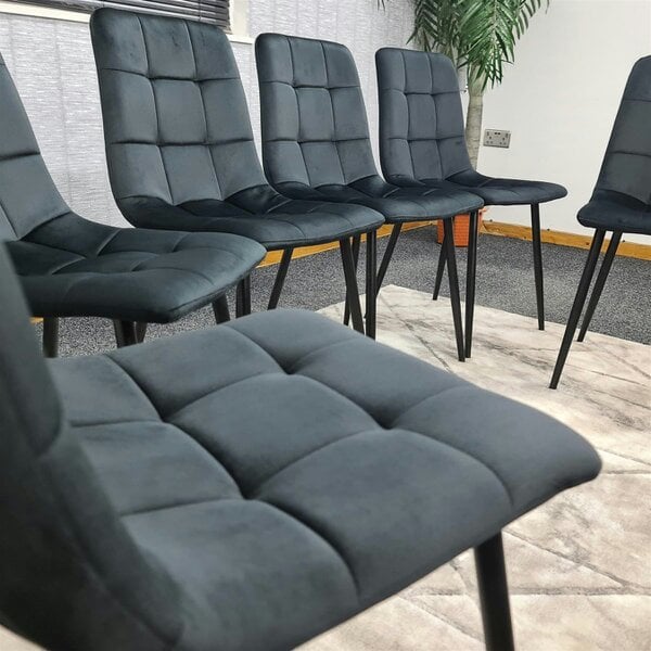 Kosy Koala Dining Chairs Set of 6 Black Velvet Kitchen Chairs