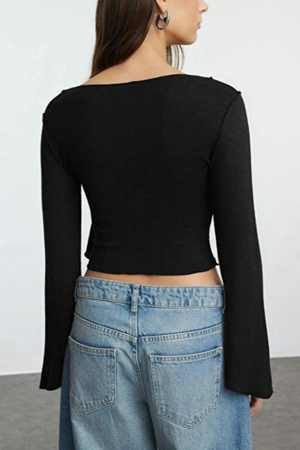 WOVCOR Wrapped Spanish Sleeve Knit Blouse