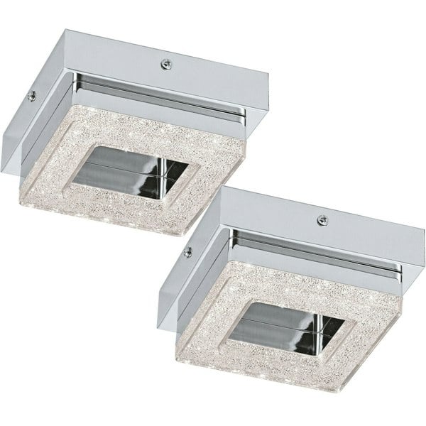2 PACK Wall Flush Ceiling Light Chrome Shade Chrome Clear Plastic Crystal LED 4W Loops