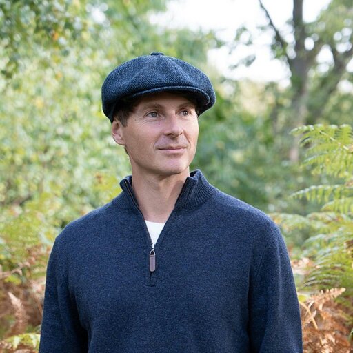 Heather Hats & Accessories Genuine Harris Tweed 8-Panel Flat Cap, Satin Lining, Outdoor Wear, Charcoal