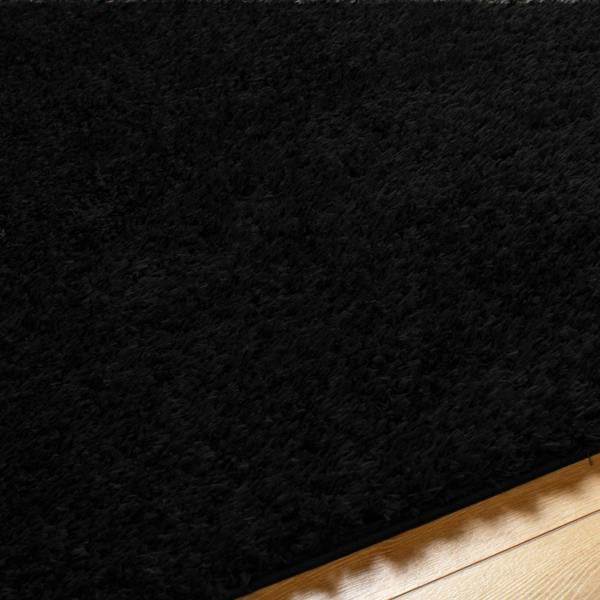 Livabliss Moda Shag-Solid Color Black Plush Soft Pile Rug