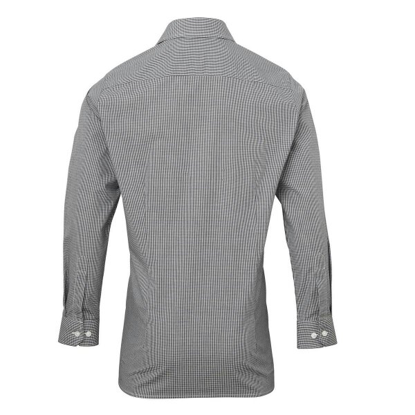 Premier Mens Gingham Long-Sleeved Shirt - Black/White
