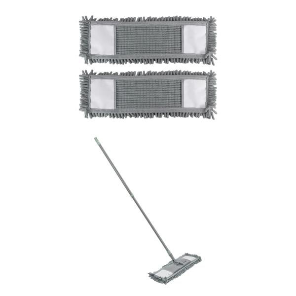 JVL Extendable Chenille Mop With 2 Replacement Heads - Grey