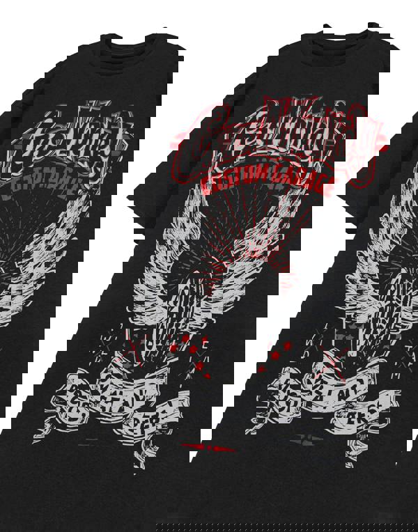 Gas Monkey Garage Mens Black Winged Tyre Short Sleeved T-Shirt