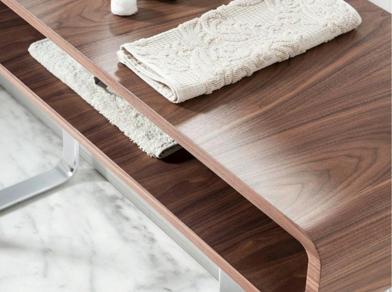Angel Cerdá Rectangular Walnut and Chromed Steel Console Table 3000