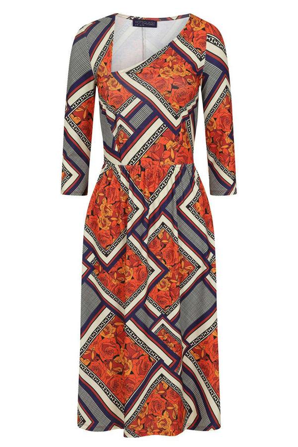 HotSquash Asymmetric Neckline Midi Dress