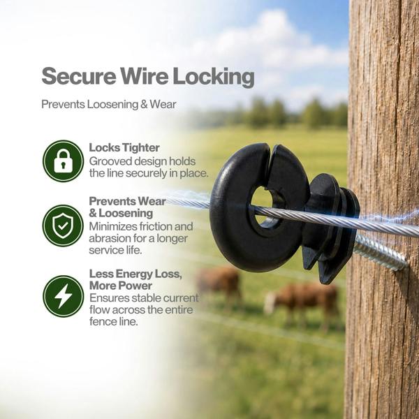 Traderight Electric Fence Insulators Grooved PP+PE Black 120pc
