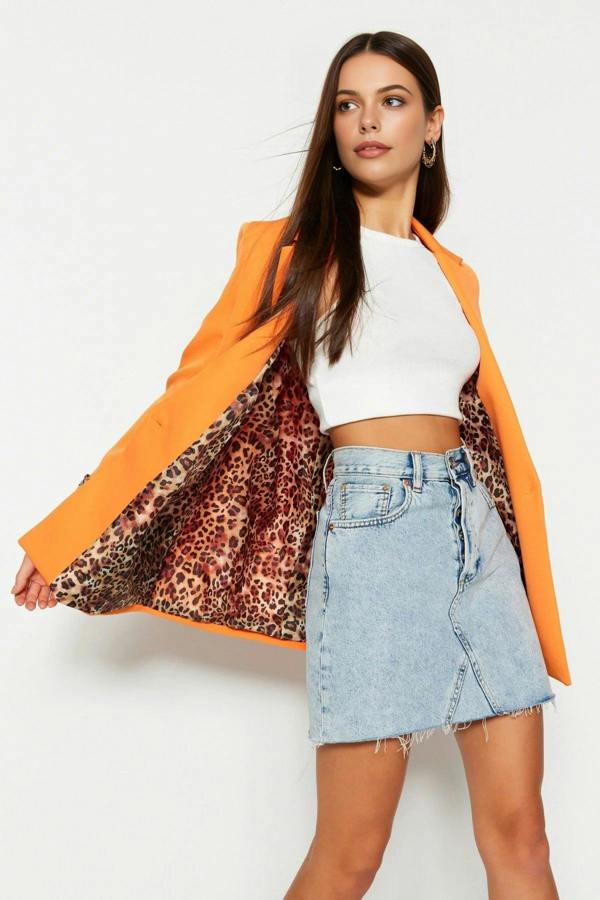 WOVCOR Woven Blazer Jacket with Lining Detail
